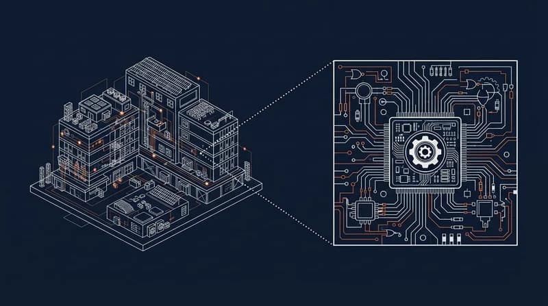 Fractal zoom concept graphic illustrating the macro-micro systematics